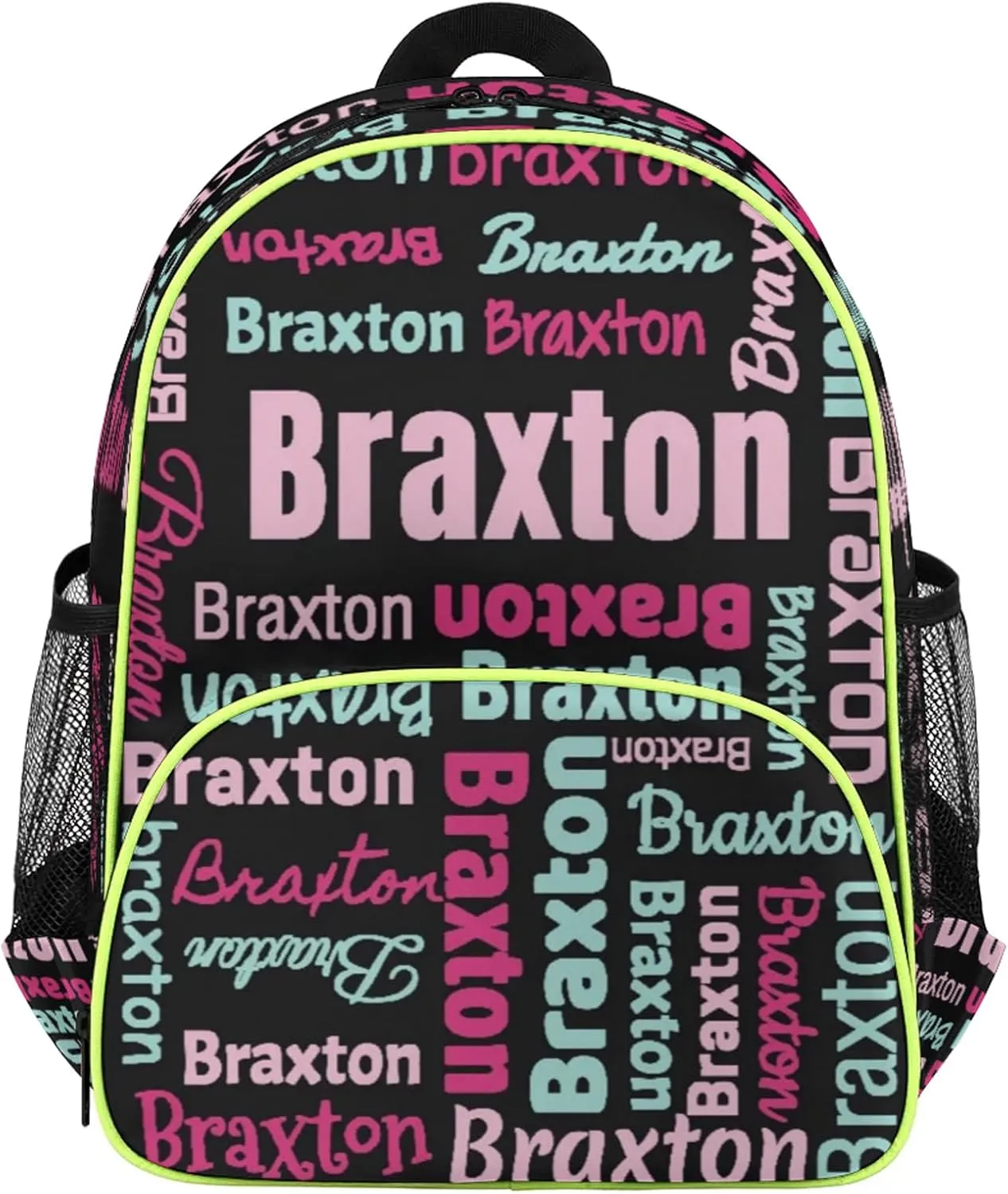 Personalized Backpacks with Name Customized Shoulder Bag Gifts for Women Men Waterproof Travel Casual Backpack 14.2in, Black Pink