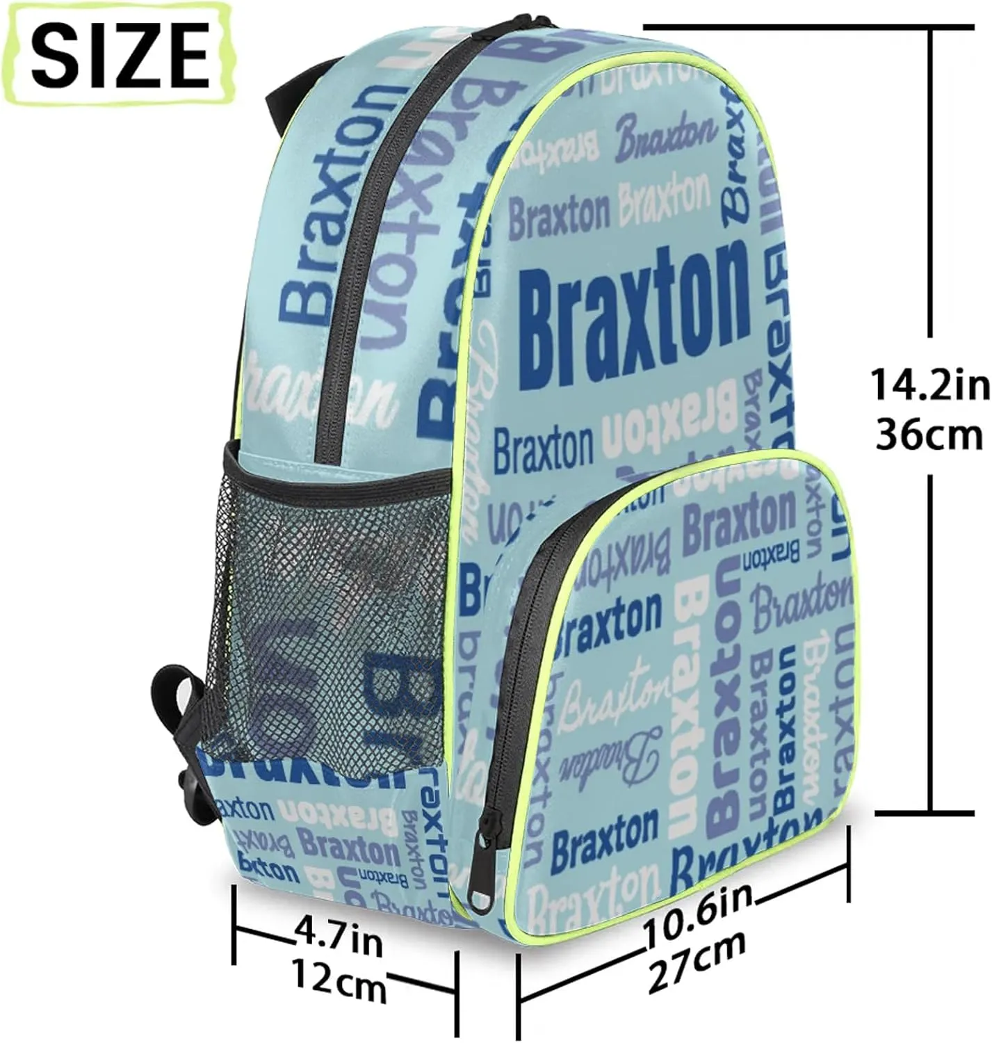 Personalized Backpacks with Name Customized Shoulder Bag Gifts for Women Men Waterproof Travel Casual Backpack 14.2in, Blue White
