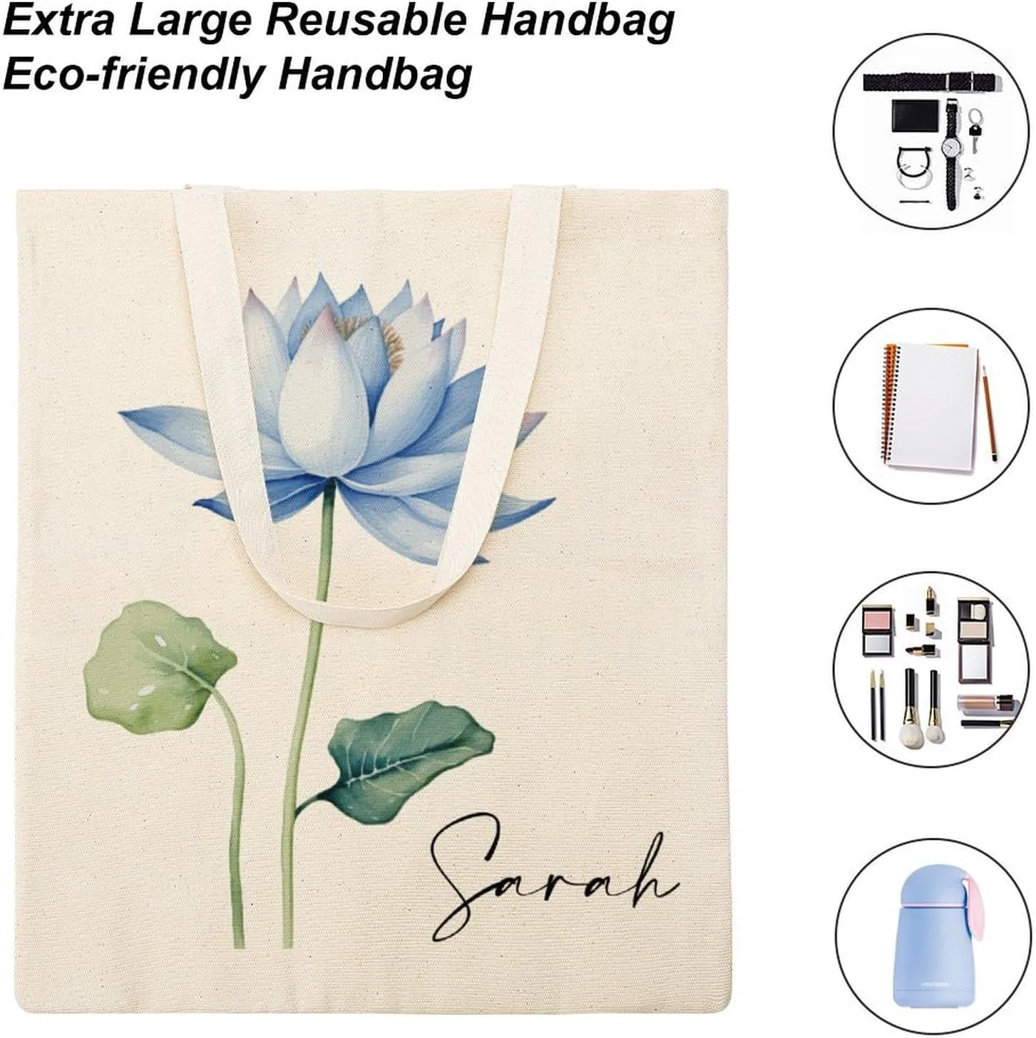 Personalized Birth Month Flower Tote Bags