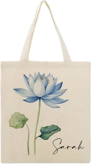 Personalized Birth Month Flower Tote Bags