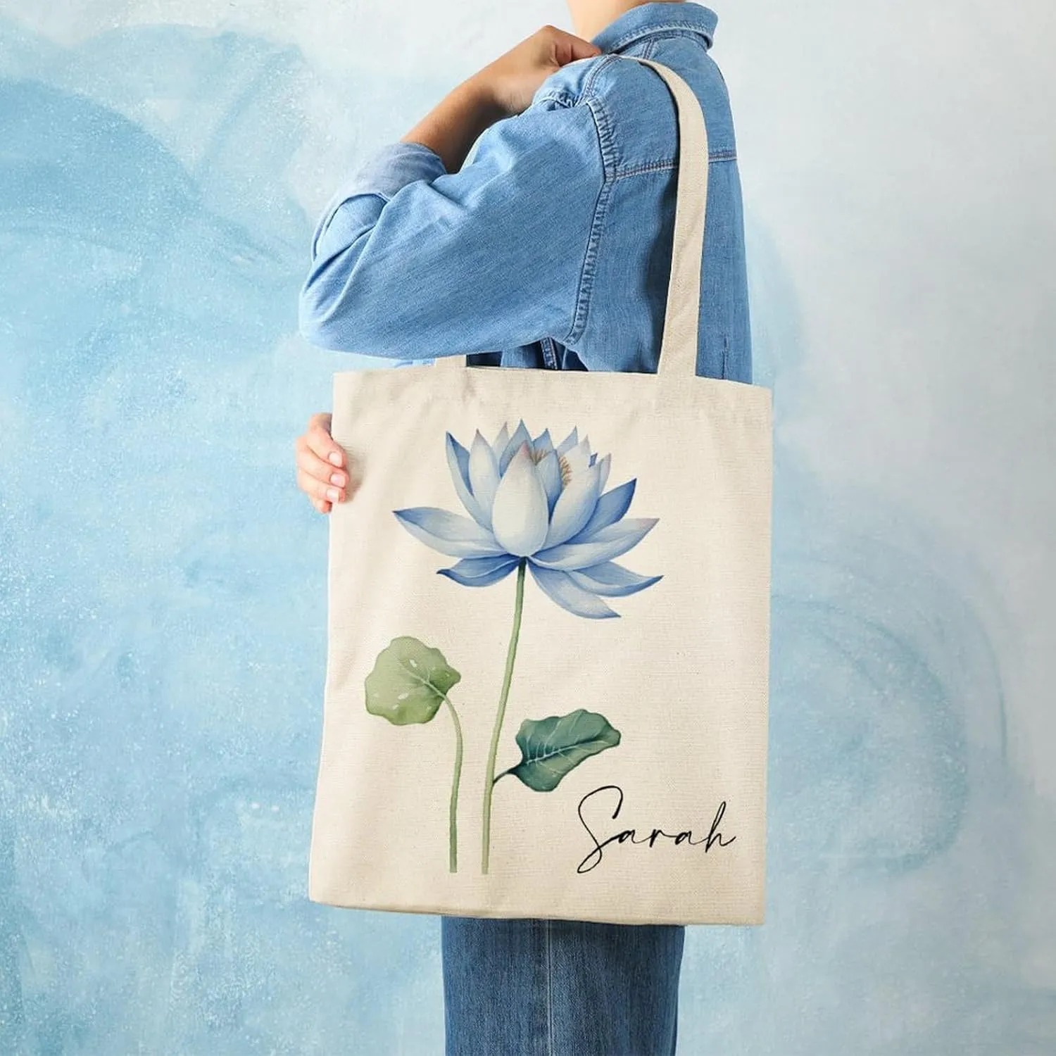 Personalized Birth Month Flower Tote Bags