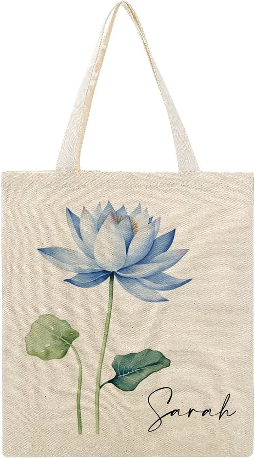 Personalized Birth Month Flower Tote Bags