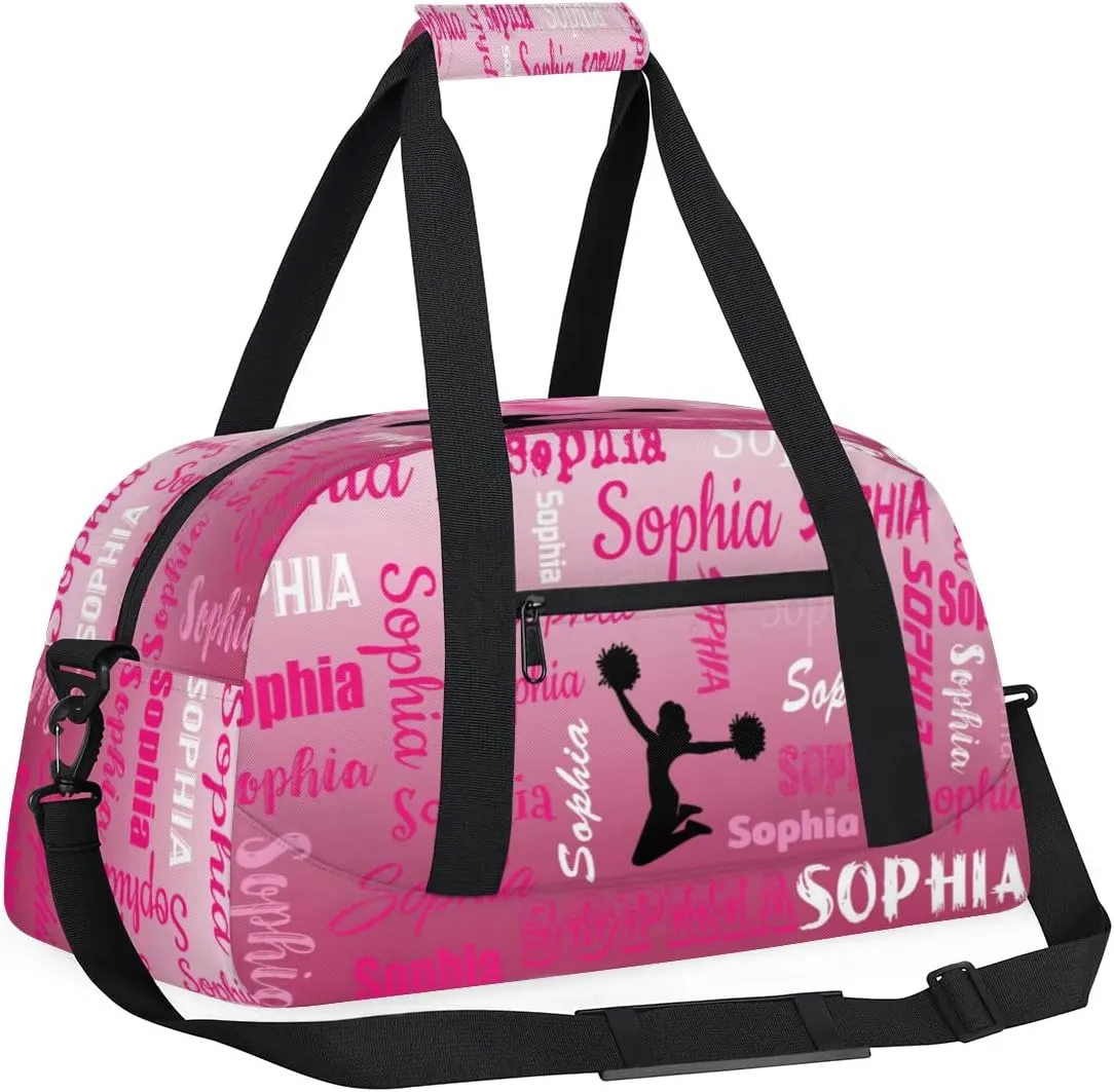 Personalized Cheer Bag Cheerleader Bag Gymnastics Bags, Custom Cheerleader Sport Duffel Gym Bags Travel Overnight Weekender Bags, Dark Pink Gradient