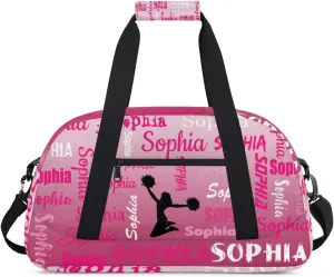 Personalized Cheer Bag Cheerleader Bag Gymnastics Bags, Custom Cheerleader Sport Duffel Gym Bags Travel Overnight Weekender Bags, Dark Pink Gradient