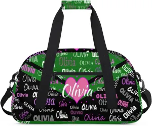 Personalized Cheer Bag Dance Bag Gym Bag, Large Custom Sport Duffel Bag Weekender Bag Travel Duffel Bag Cheerleading Bag, Green and Black