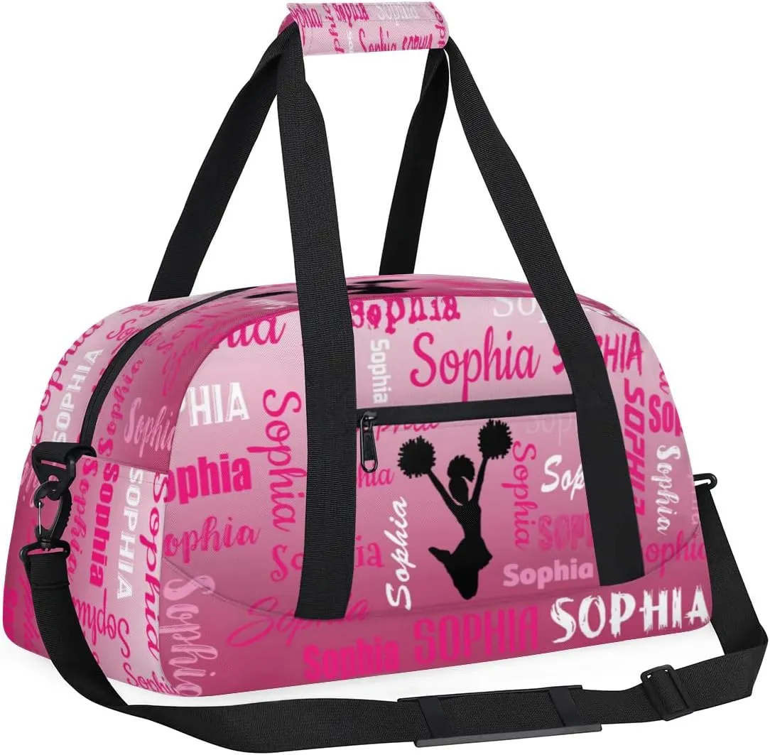 Personalized Cheer Bag Sport Duffel Bag Dance Bag, Overnight Duffel Bags Cheerleader Personalized Gymnastics Duffel Bag Cheerleading Gifts, Dark Pink Gradient