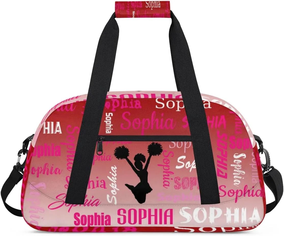 Personalized Cheer Bag Sport Duffel Bag Dance Bag, Overnight Duffel Bags Cheerleader Personalized Gymnastics Duffel Bag Cheerleading Gifts, Deep Red Gradient