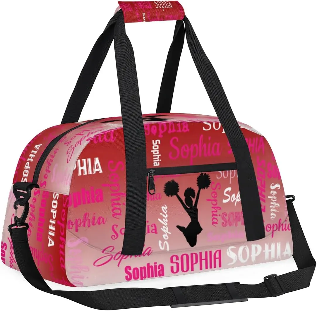 Personalized Cheer Bag Sport Duffel Bag Dance Bag, Overnight Duffel Bags Cheerleader Personalized Gymnastics Duffel Bag Cheerleading Gifts, Deep Red Gradient