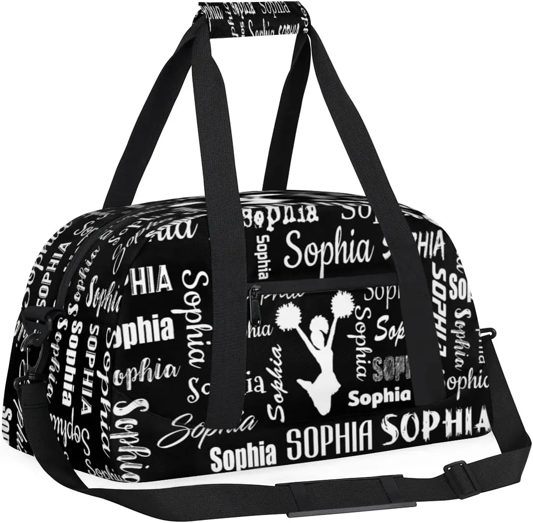 Personalized Cheer Bag Sport Duffel Bag Dance Bag, Overnight Weekender Bags Cheerleader Personalized Gymnastics Duffel Bag Cheerleading Gifts, Black