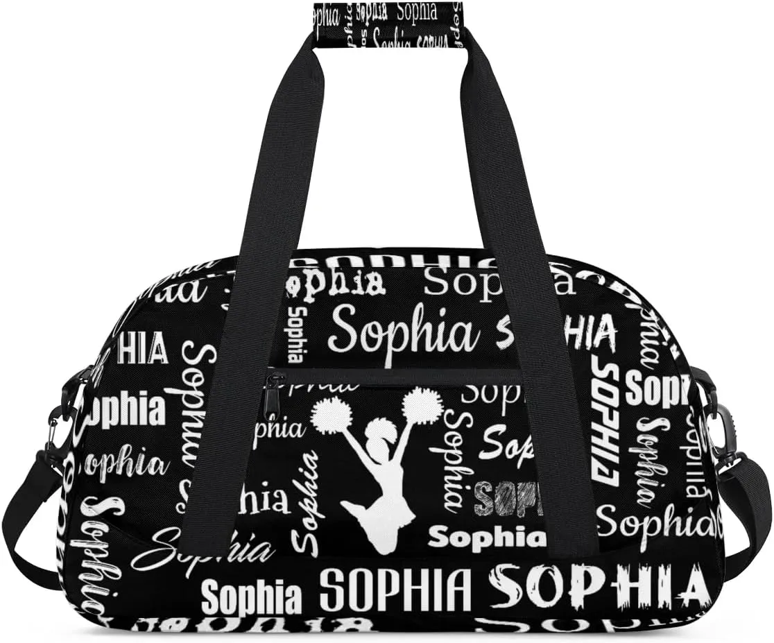 Personalized Cheer Bag Sport Duffel Bag Dance Bag, Overnight Weekender Bags Cheerleader Personalized Gymnastics Duffel Bag Cheerleading Gifts, Black