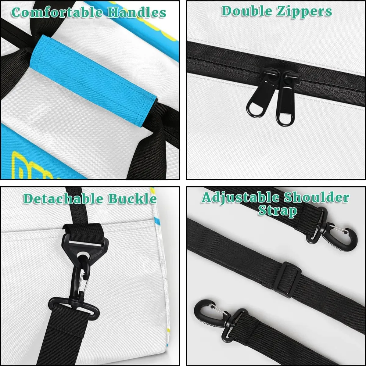 Personalized Cheer Bag Sport Duffel Bag for Girl, Custom Kids Gym Bag, Customize Travel Duffle Bag with Name, Overnight Weekender Bags,Light Blue and White, Cheerleading Gifts