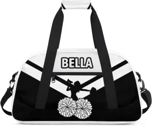 Personalized Cheer Bag Sport Duffel Bag for Girl, Custom Kids Gym Bag, Customize Travel Duffle Bag with Name, Overnight Weekender Bags,White Black, Cheerleading Gifts