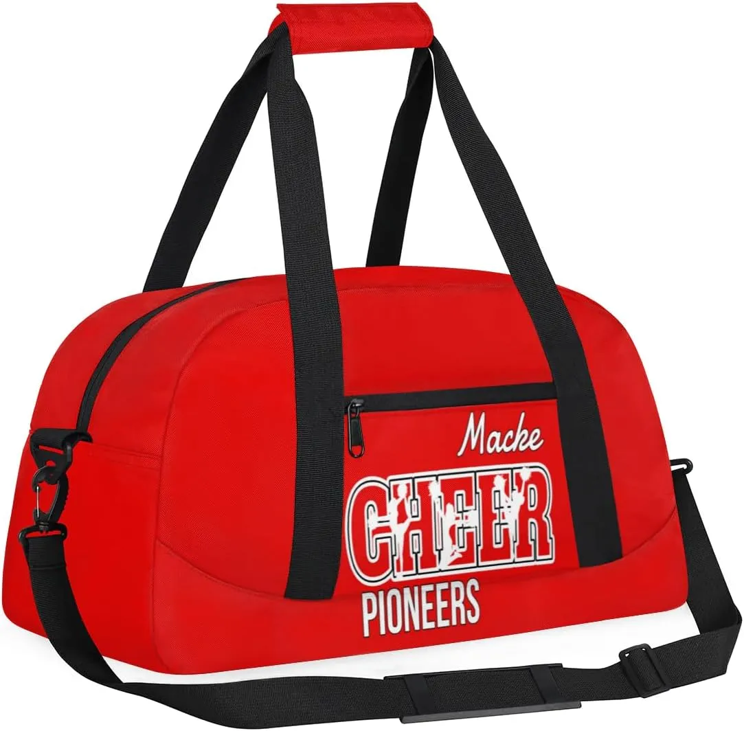Personalized Cheer Duffel Bags, Custom Cheerleader Dance Sport Bags, Customized Cheerleading Travel Bags Weekender Bags with Name, Coral Red A