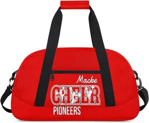 Personalized Cheer Duffel Bags, Custom Cheerleader Dance Sport Bags, Customized Cheerleading Travel Bags Weekender Bags with Name, Coral Red A