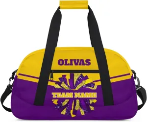 Personalized Cheerleader Bag Dance Bag for Girl, Custom Team Bag Gym Bag Sport Duffel Bag, Weekender Bags Travel Bag for Cheer Team Purple Gold Cheer, Option 13