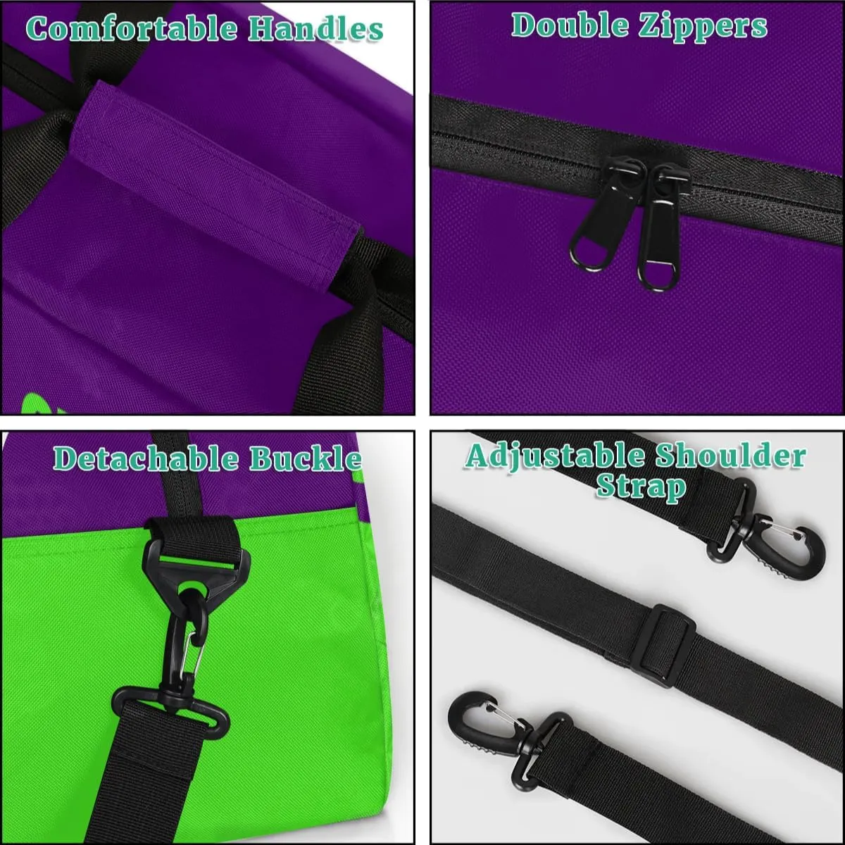 Personalized Cheerleader Bag Dance Bag for Girl, Custom Team Bag Gym Bag Sport Duffel Bag, Weekender Bags Travel Bag for Cheer Team Purple Green Glam