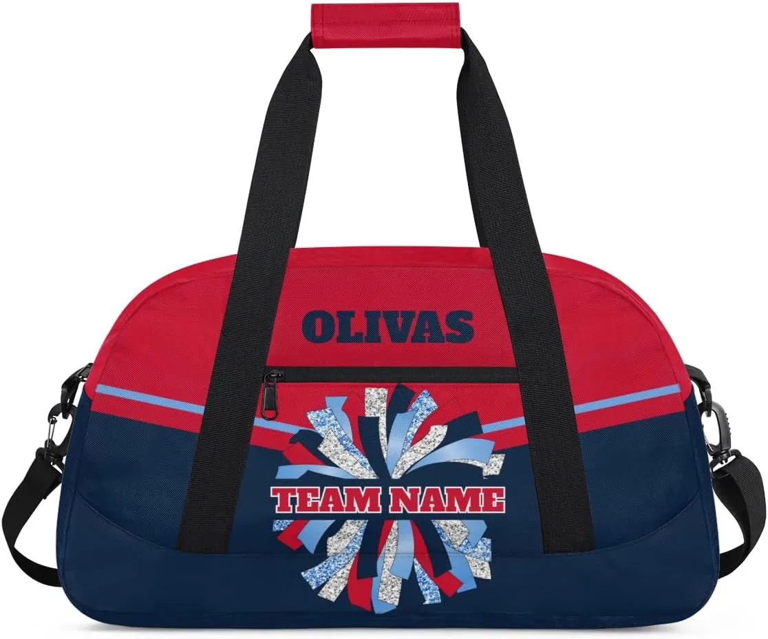 Personalized Cheerleader Bag Dance Bag for Girl, Custom Team Bag Gym Bag Sport Duffel Bag, Weekender Bags Travel Bag for Cheer Team Red Blue Glam