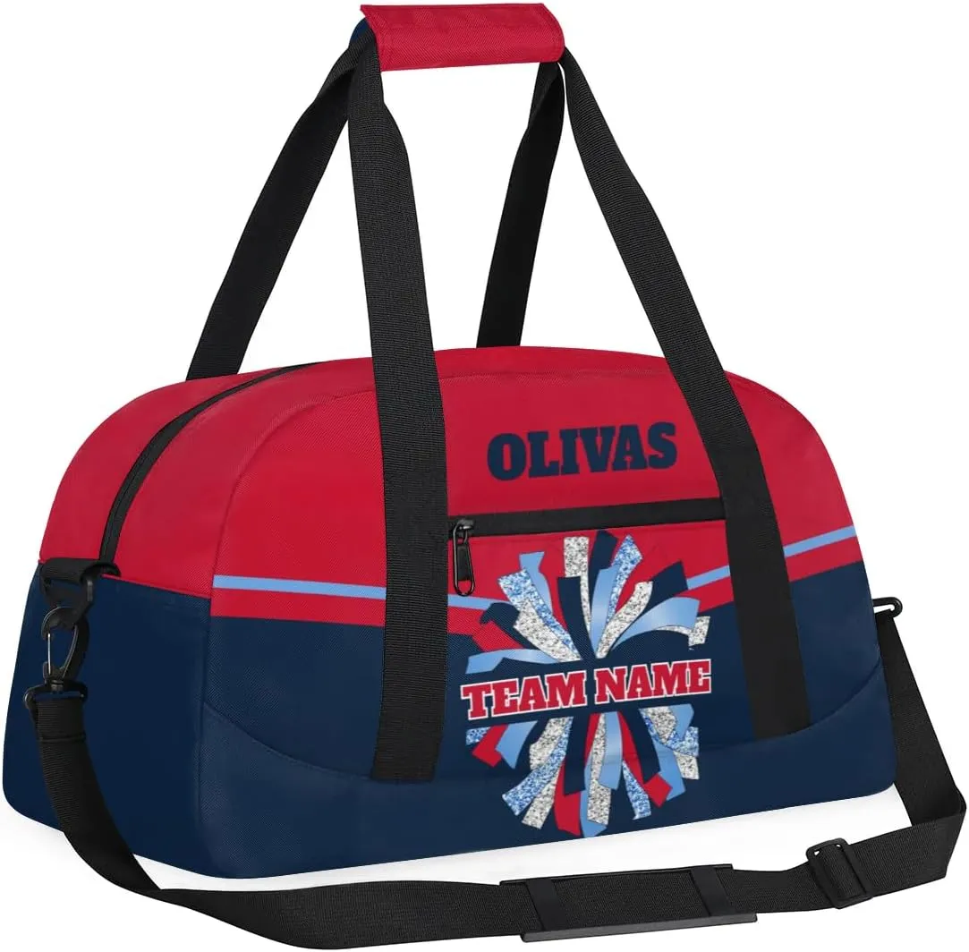 Personalized Cheerleader Bag Dance Bag for Girl, Custom Team Bag Gym Bag Sport Duffel Bag, Weekender Bags Travel Bag for Cheer Team Red Blue Glam