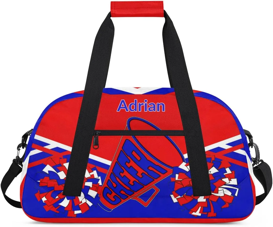 Personalized Cheerleader Bag Girls Teens, Custom Sport Duffel Bag Gym Bag Weekender Bags Travel Duffel Bag for Boy & Girl Blue Red
