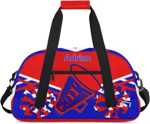 Personalized Cheerleader Bag Girls Teens, Custom Sport Duffel Bag Gym Bag Weekender Bags Travel Duffel Bag for Boy & Girl Blue Red