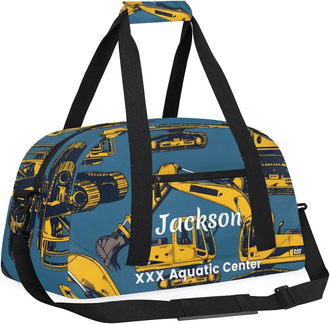 Personalized Cool Car Gym Duffel Bags for Kids Boys with Custom Name Sport Training Travel Bags for Overnight Weekender - Blue 2