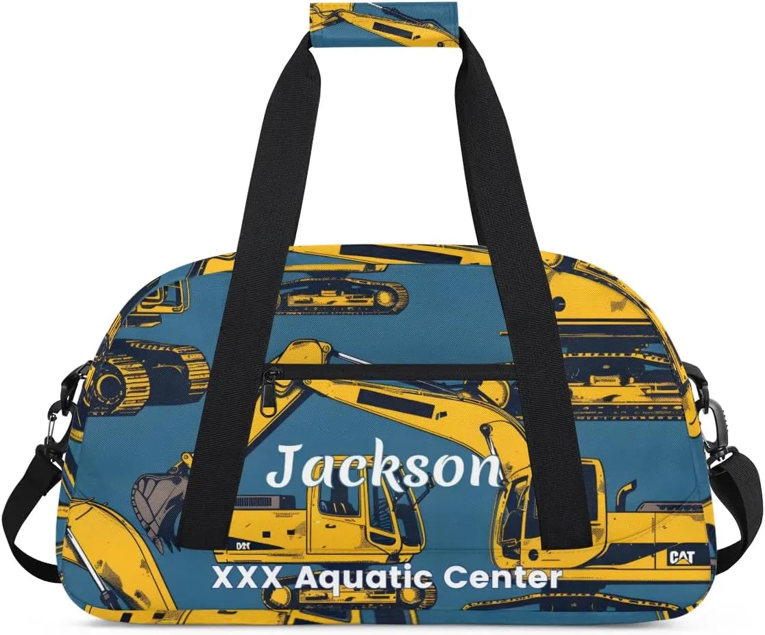 Personalized Cool Car Gym Duffel Bags for Kids Boys with Custom Name Sport Training Travel Bags for Overnight Weekender - Blue 2