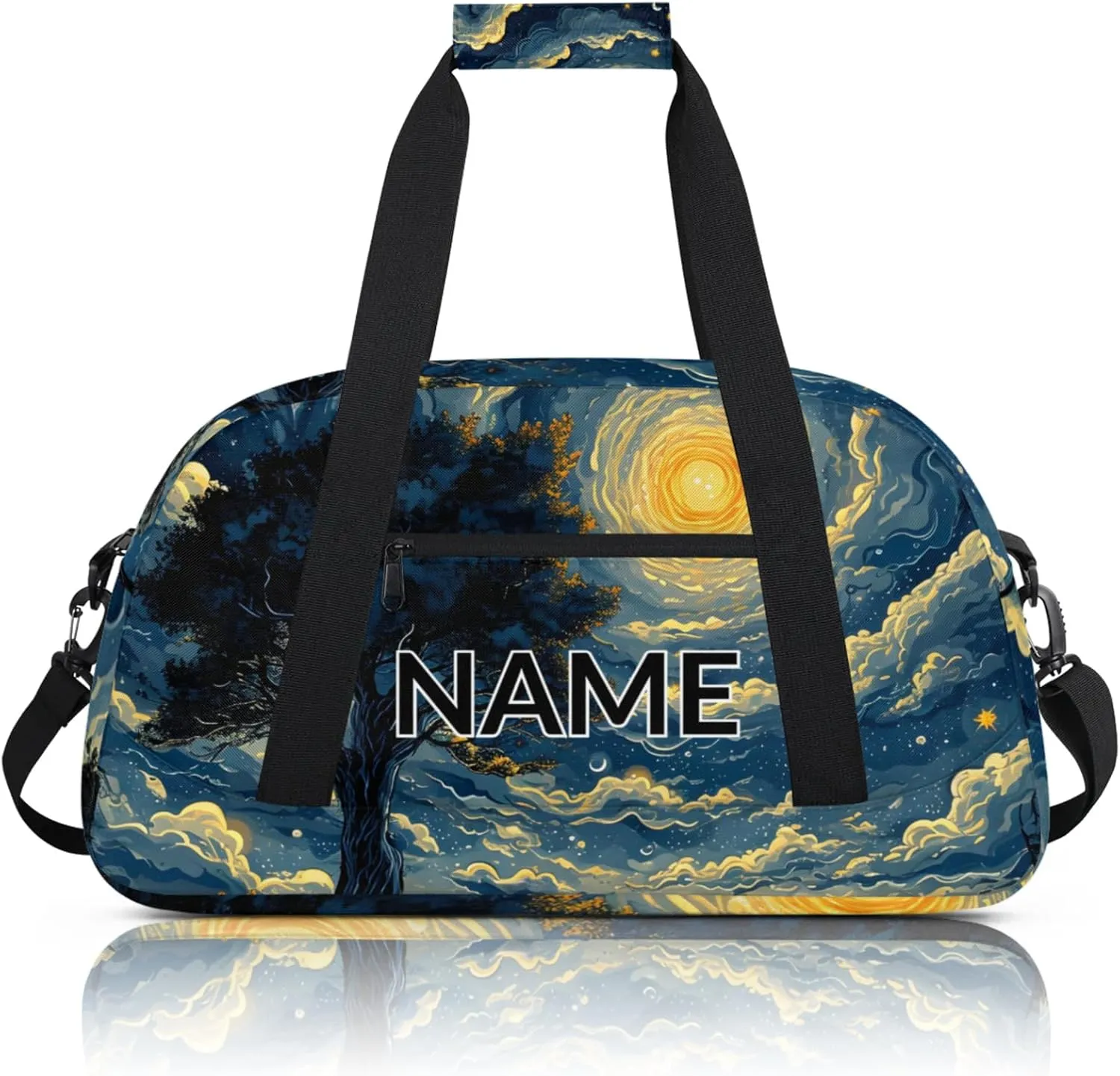 Personalized Custom Forest Moon Gym Bag for Women Men Carry on Travel Duffel Tote Galaxy Nature Gothic Overnight Workout Weekender Bag