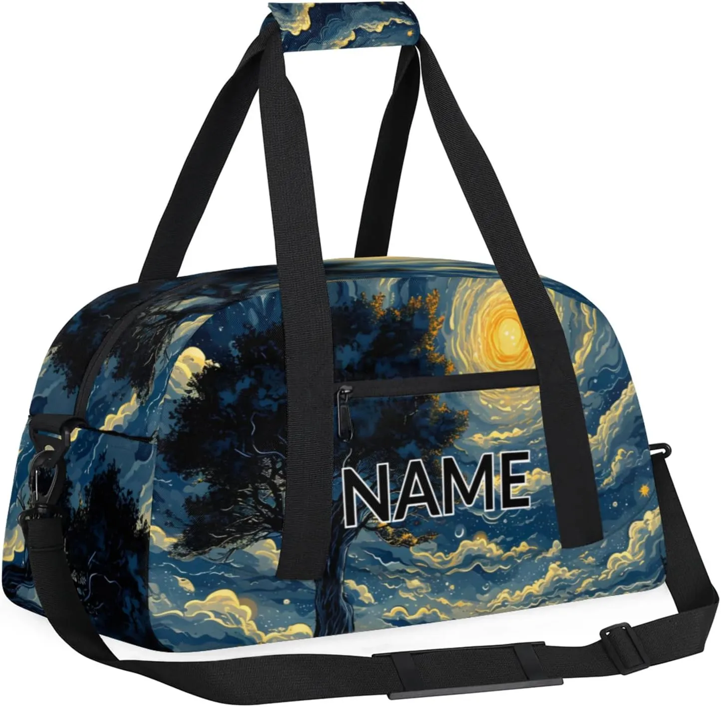 Personalized Custom Forest Moon Gym Bag for Women Men Carry on Travel Duffel Tote Galaxy Nature Gothic Overnight Workout Weekender Bag