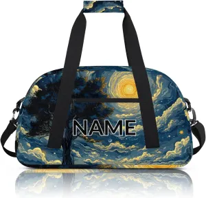 Personalized Custom Forest Moon Gym Bag for Women Men Carry on Travel Duffel Tote Galaxy Nature Gothic Overnight Workout Weekender Bag