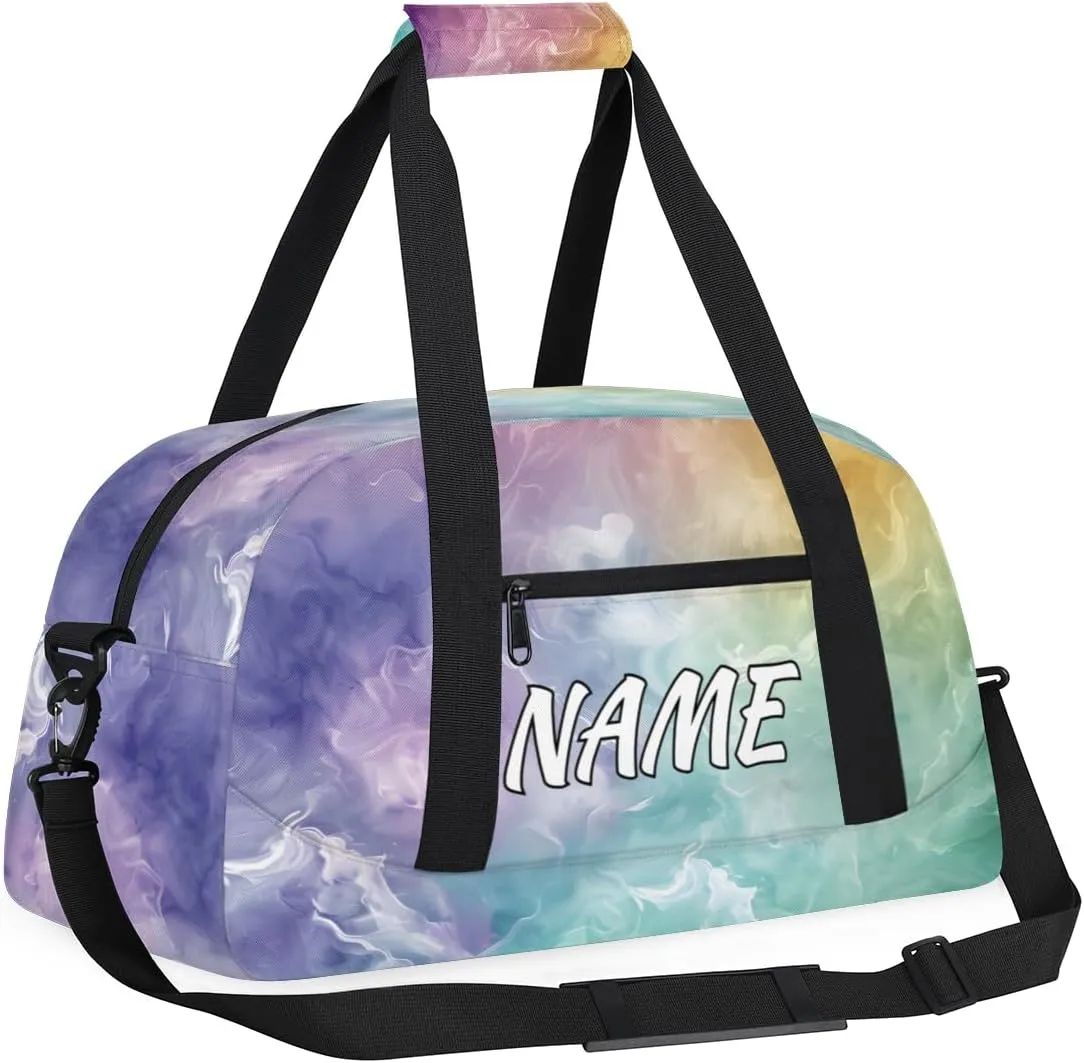 Personalized Custom Gym Bag for Women Men Carry on Abstract Marble Travel Duffel Tote Colorful Fluid Overnight Workout Weekender Bag