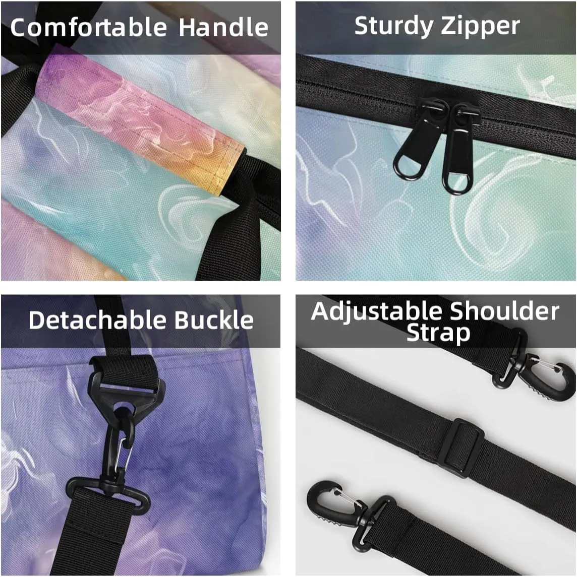 Personalized Custom Gym Bag for Women Men Carry on Abstract Marble Travel Duffel Tote Colorful Fluid Overnight Workout Weekender Bag