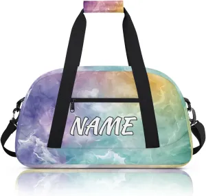 Personalized Custom Gym Bag for Women Men Carry on Abstract Marble Travel Duffel Tote Colorful Fluid Overnight Workout Weekender Bag
