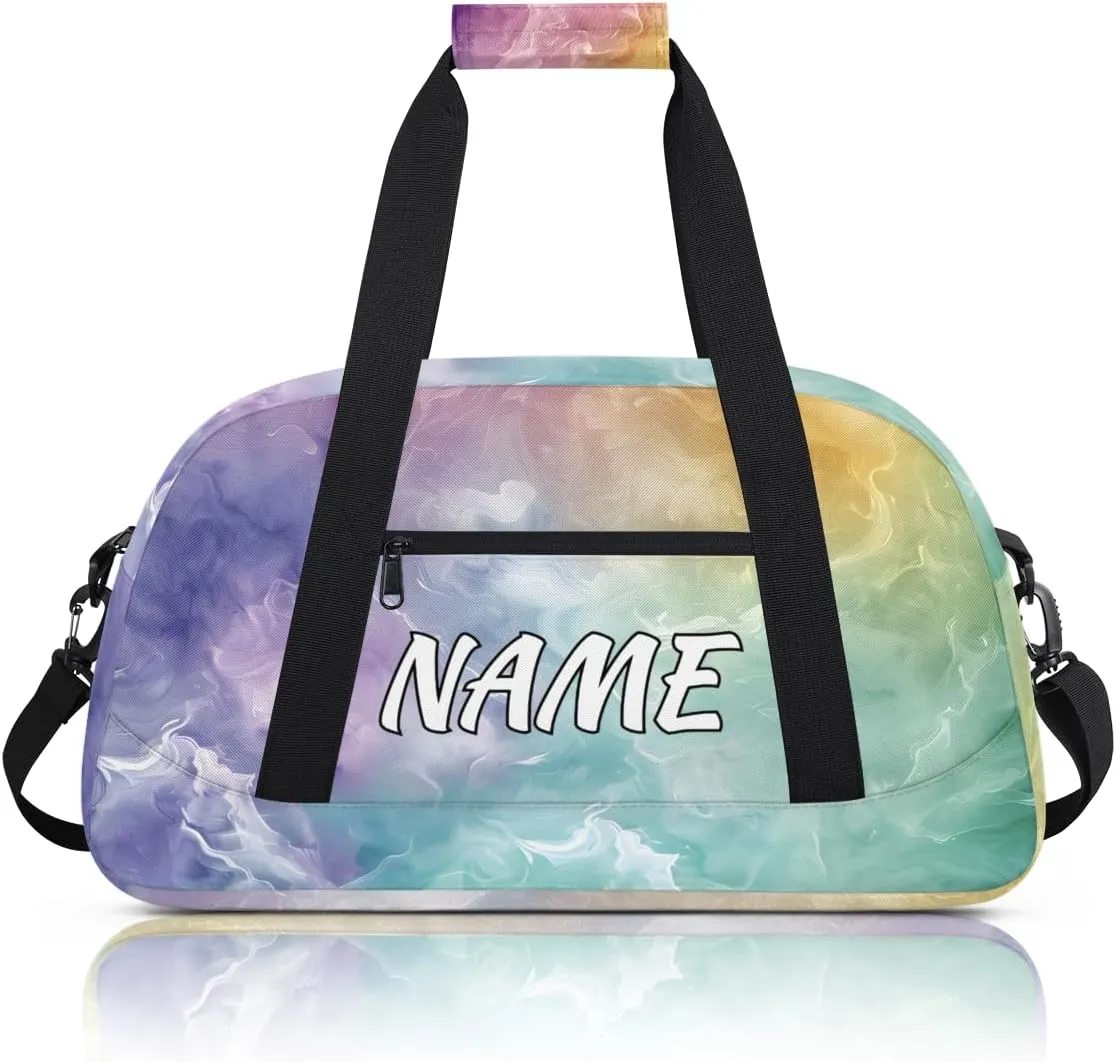 Personalized Custom Gym Bag for Women Men Carry on Abstract Marble Travel Duffel Tote Colorful Fluid Overnight Workout Weekender Bag