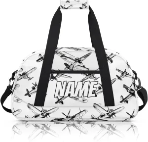 Personalized Custom Gym Bag for Women Men Carry on Airplane Retro Travel Duffel Tote Black Vintage Overnight Workout Weekender Bag