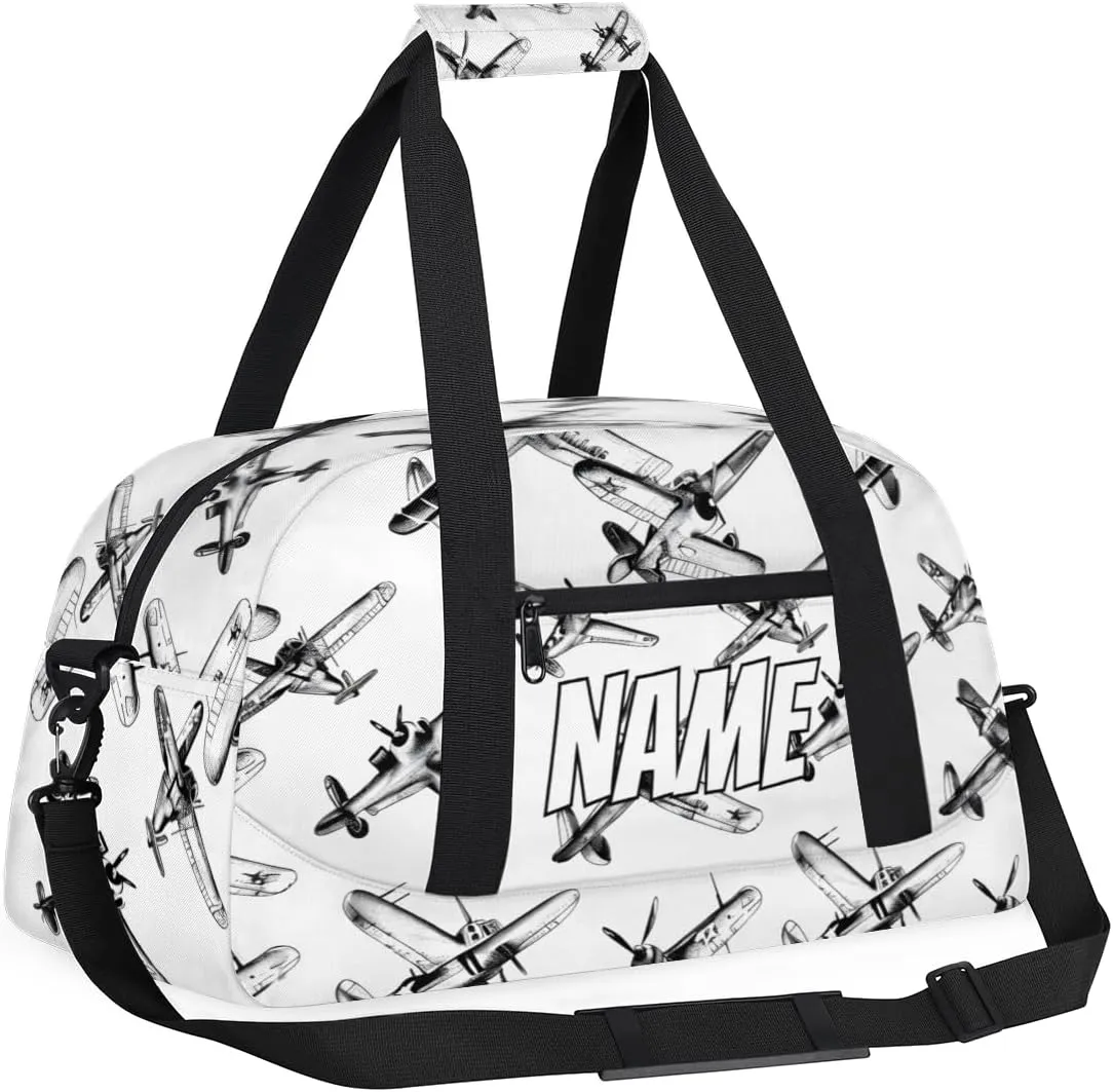Personalized Custom Gym Bag for Women Men Carry on Airplane Retro Travel Duffel Tote Black Vintage Overnight Workout Weekender Bag
