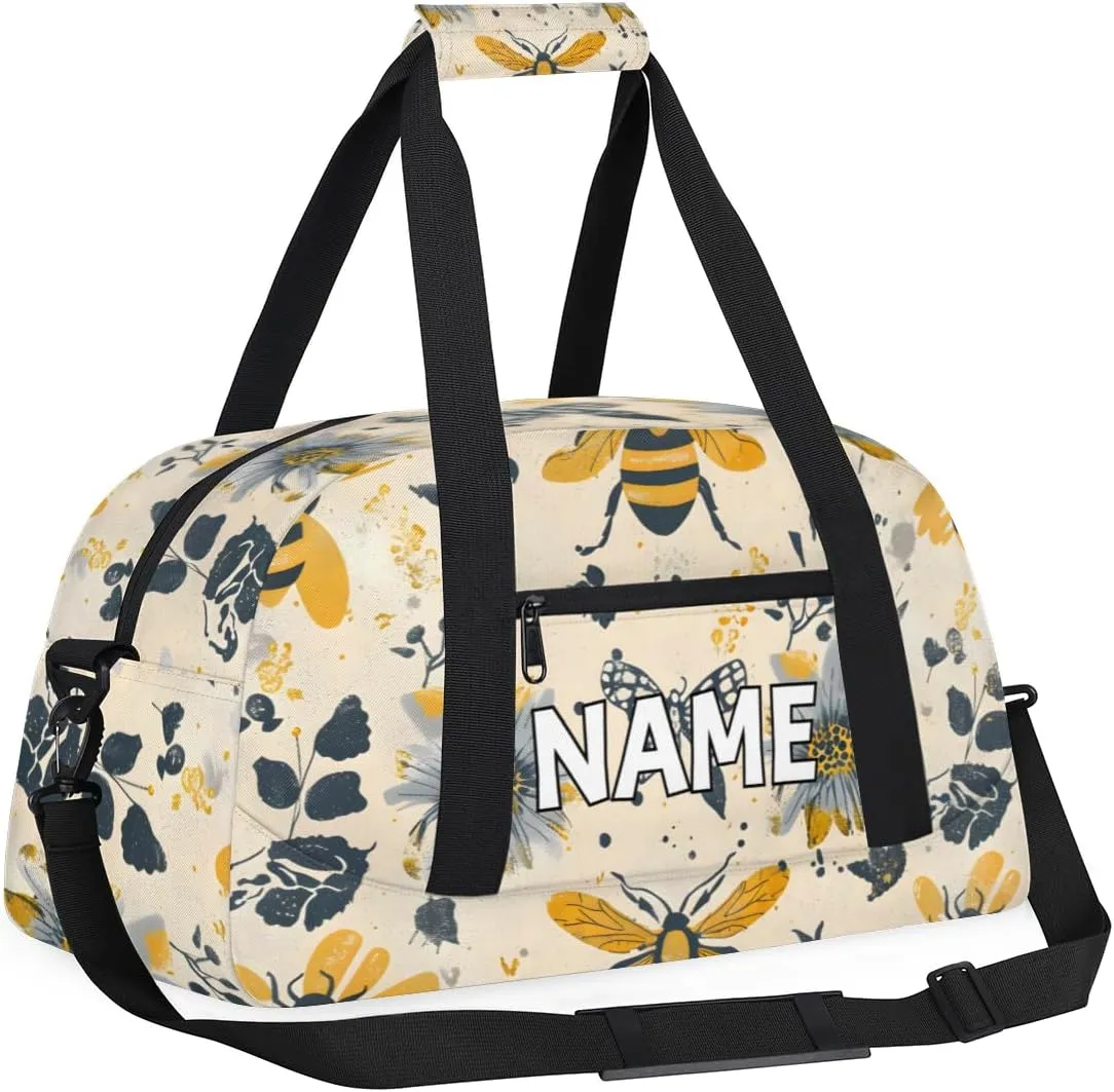 Personalized Custom Gym Bag for Women Men Carry on Animal Bees Travel Duffel Tote Sunflowers Floral Overnight Workout Weekender Bag