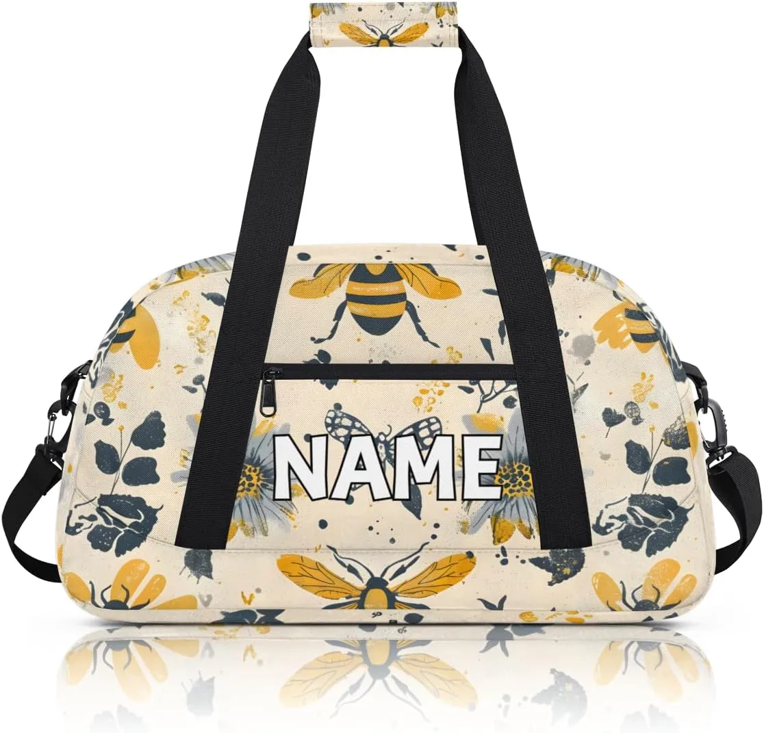 Personalized Custom Gym Bag for Women Men Carry on Animal Bees Travel Duffel Tote Sunflowers Floral Overnight Workout Weekender Bag