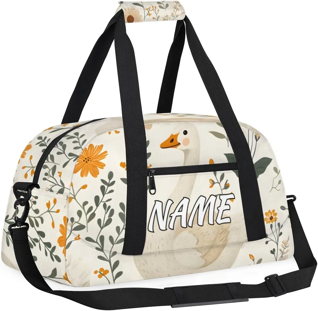 Personalized Custom Gym Bag for Women Men Carry on Cute Goose Travel Duffel Tote Farmhouse Daisy Overnight Workout Weekender Bag