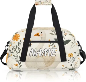 Personalized Custom Gym Bag for Women Men Carry on Cute Goose Travel Duffel Tote Farmhouse Daisy Overnight Workout Weekender Bag