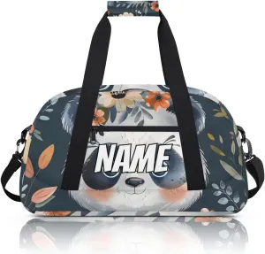 Personalized Custom Gym Bag for Women Men Carry on Cute Panda Flower Travel Duffel Tote Wild Animal Overnight Workout Weekender Bag