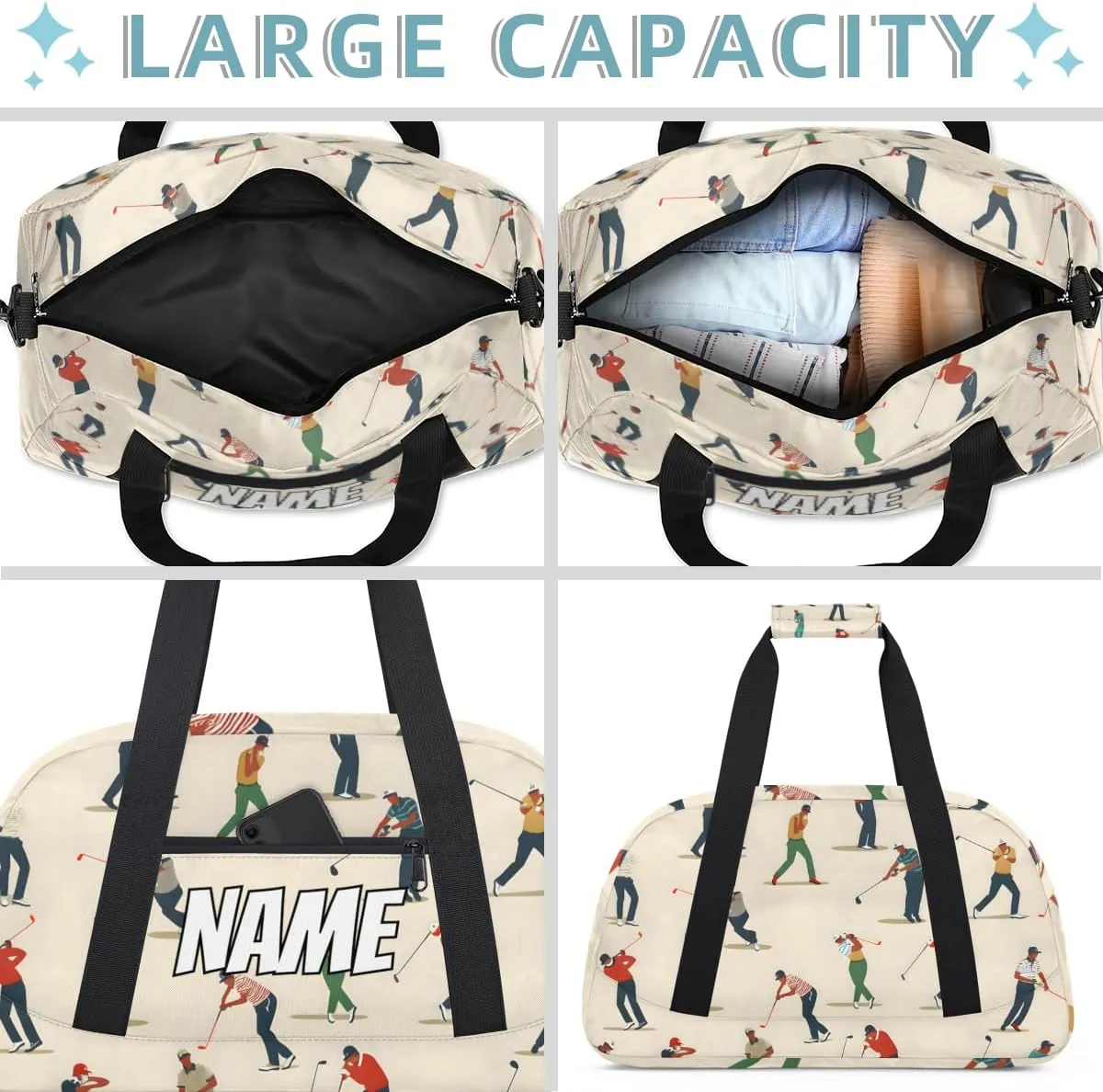 Personalized Custom Gym Bag for Women Men Carry on Golf Ball Travel Duffel Tote Sport Golf Overnight Workout Weekender Bag