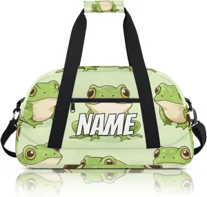 Personalized Custom Gym Bag for Women Men Carry on Kawaii Frogs Travel Duffel Tote Cartoon Animals Frog Overnight Workout Weekender Bag