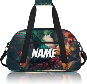 Personalized Custom Gym Bag for Women Men Carry on Lovely Hummingbird Travel Duffel Tote Blossom Floral Overnight Workout Weekender Bag