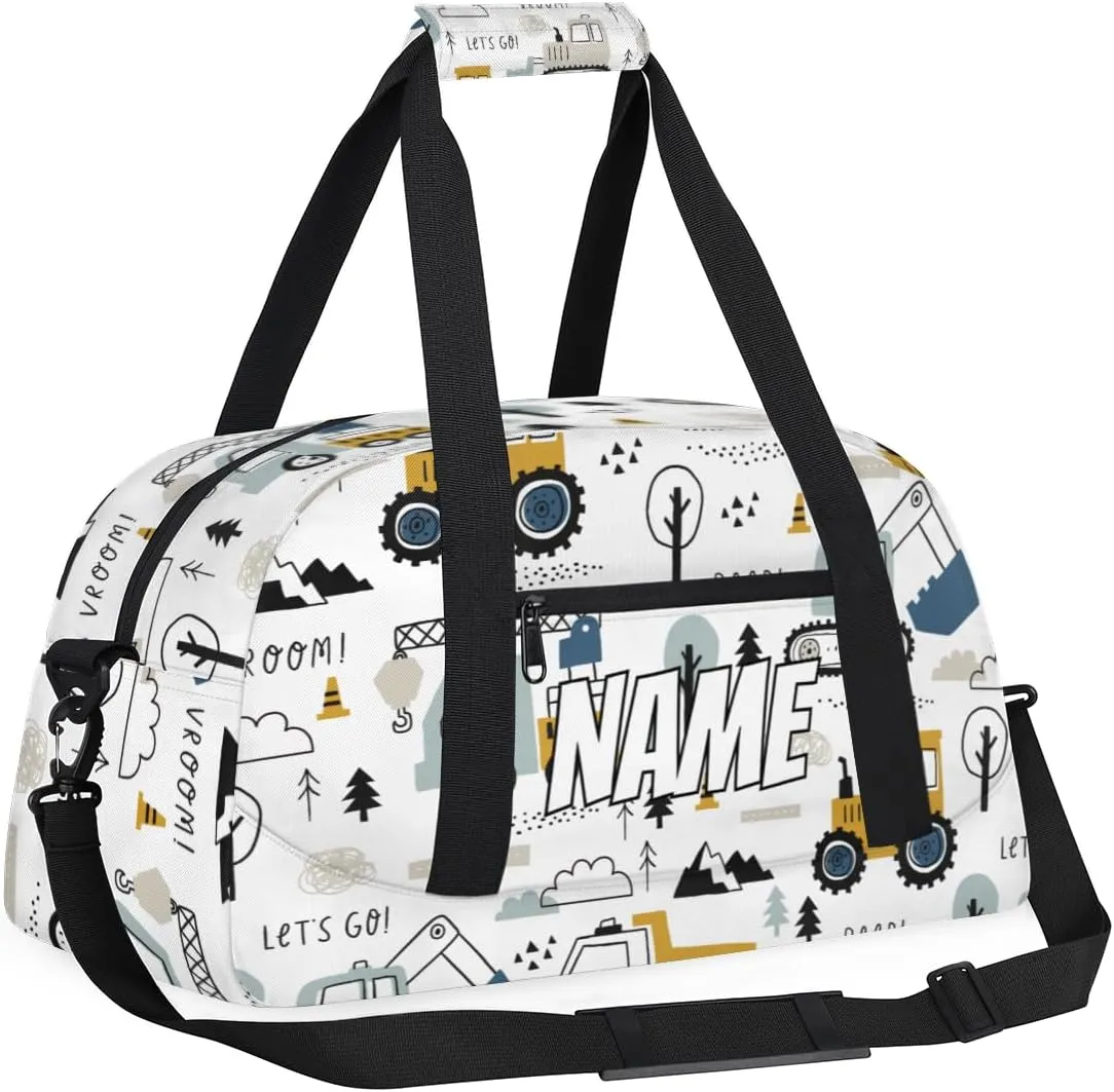 Personalized Custom Gym Bag for Women Men Carry on Mechanical Truck Excavator Travel Duffel Tote Car Truck Overnight Workout Weekender Bag