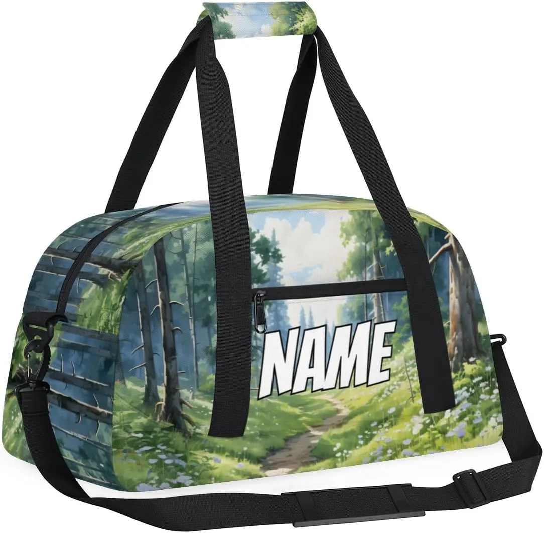 Personalized Custom Gym Bag for Women Men Carry on Mystery Forest Travel Duffel Tote Natural Scenery Overnight Workout Weekender Bag