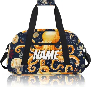 Personalized Custom Gym Bag for Women Men Carry on Ocean Octopus Travel Duffel Tote Sea Life Overnight Workout Weekender Bag