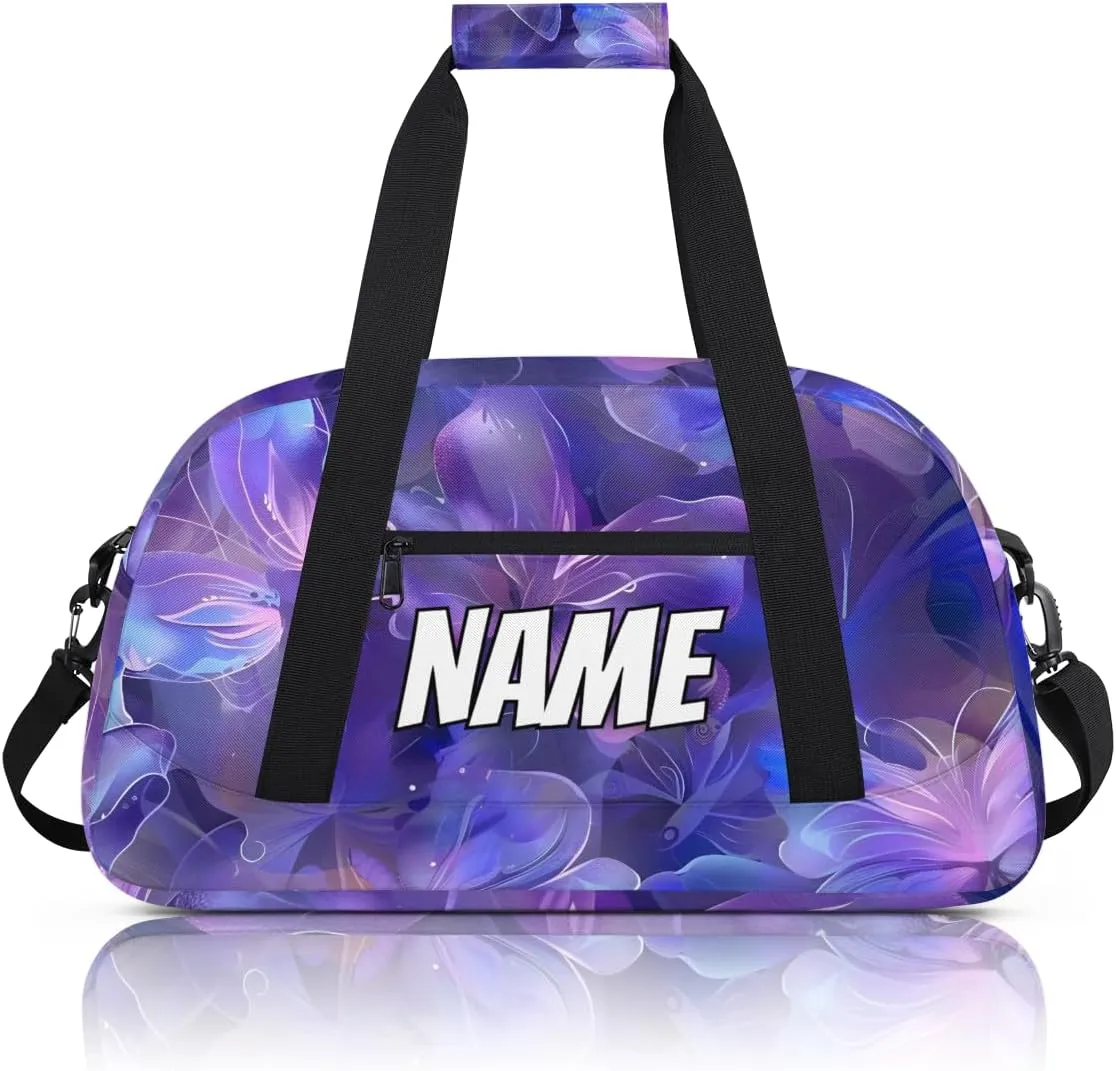 Personalized Custom Gym Bag for Women Men Carry on Purple Butterfly Travel Duffel Tote Butterflies Overnight Workout Weekender Bag