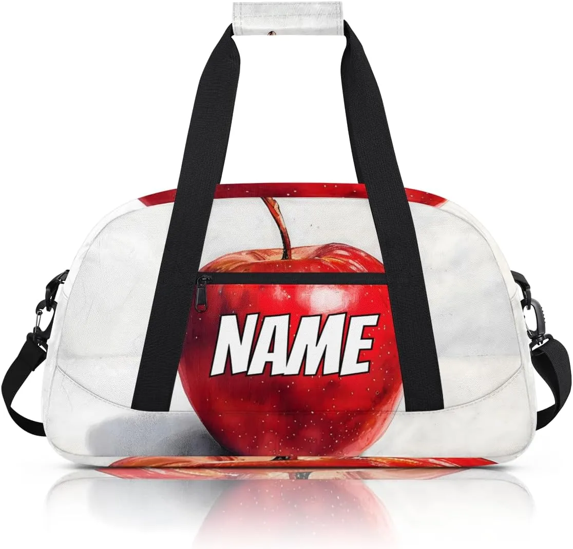 Personalized Custom Gym Bag for Women Men Carry on Red Apples Fruit Travel Duffel Tote Vintage Apples Overnight Workout Weekender Bag