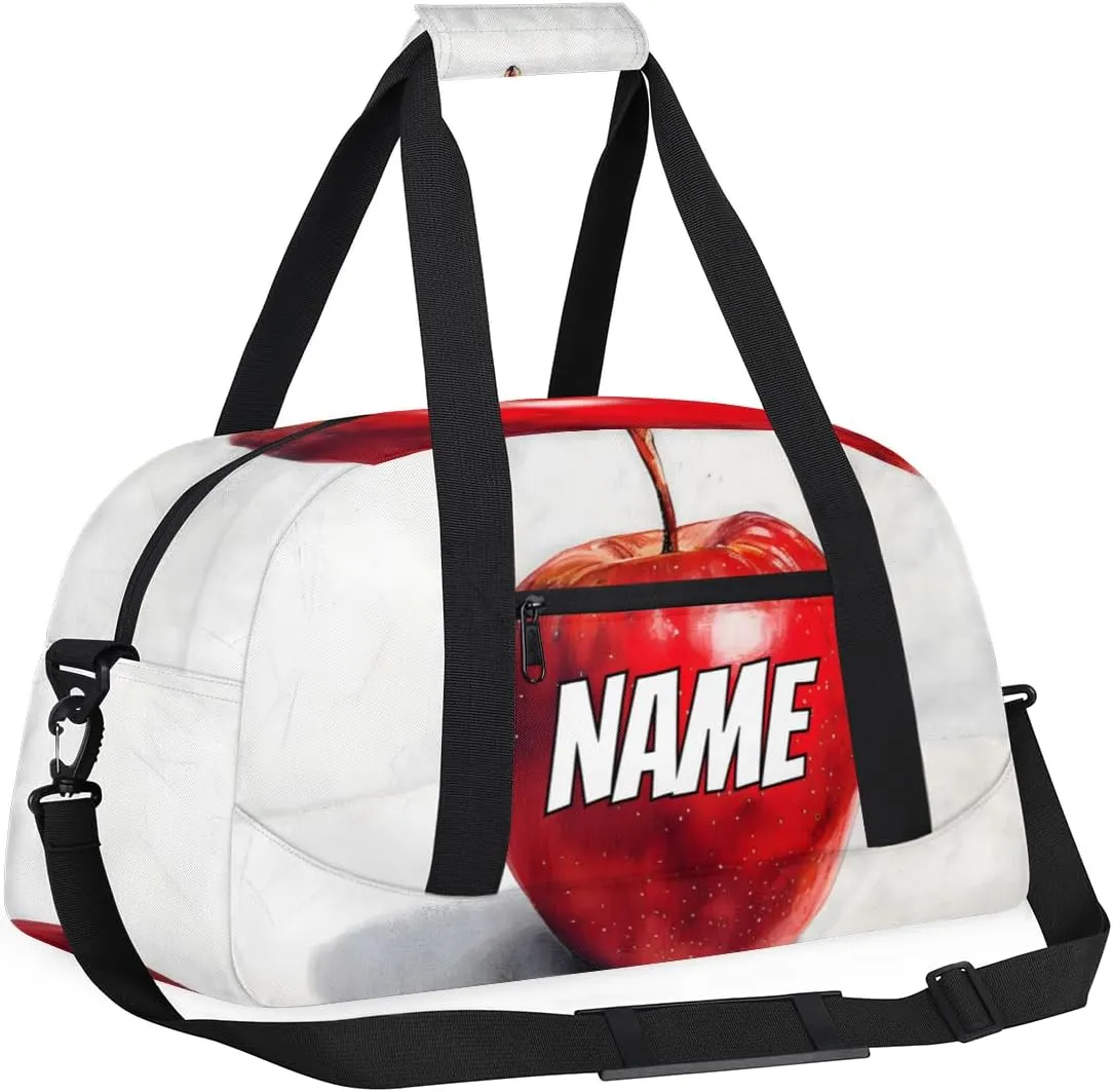 Personalized Custom Gym Bag for Women Men Carry on Red Apples Fruit Travel Duffel Tote Vintage Apples Overnight Workout Weekender Bag