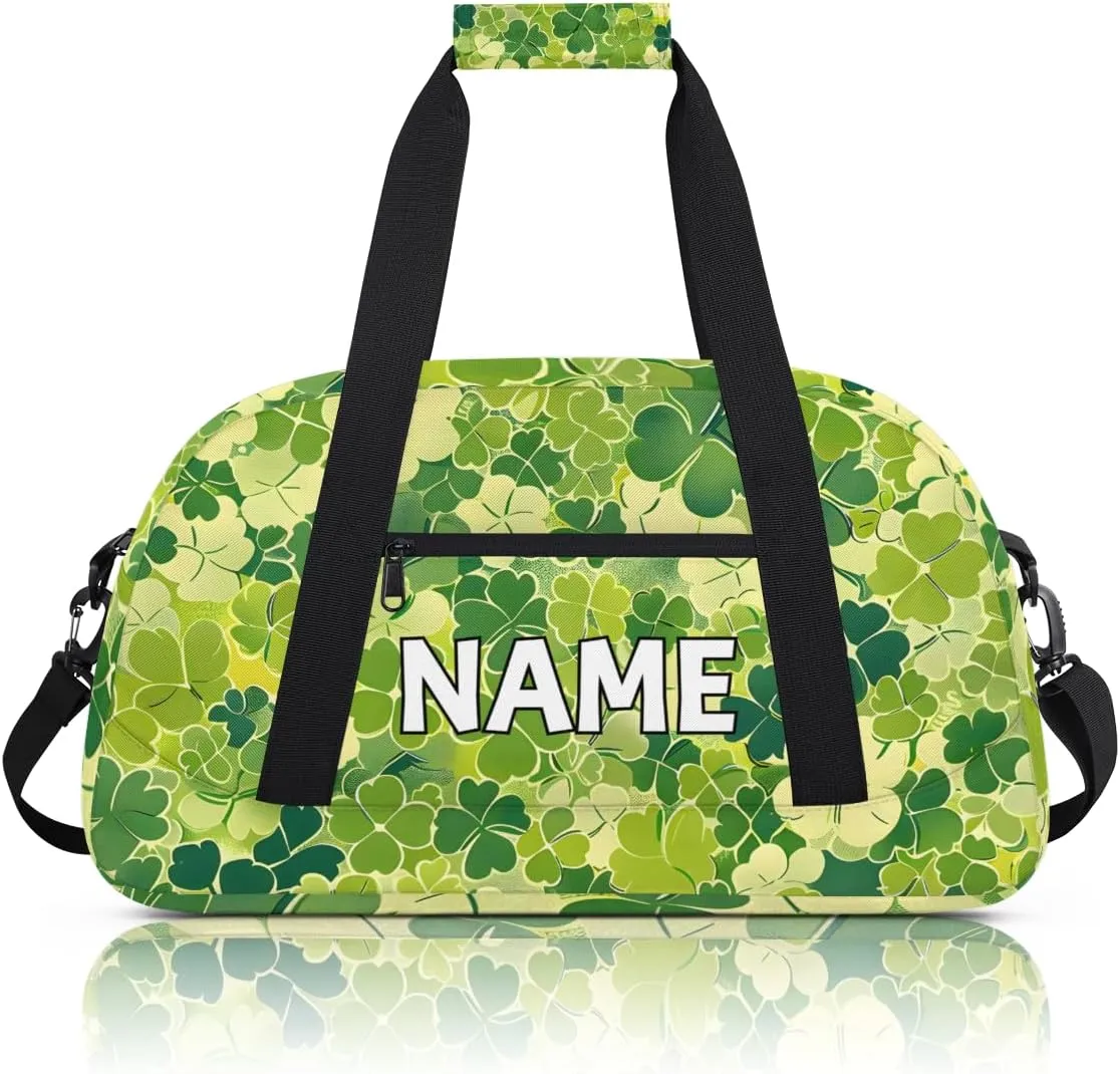 Personalized Custom Gym Bag for Women Men Carry on Shamrock Clover Travel Duffel Tote St.Patrick's Day Overnight Workout Weekender Bag
